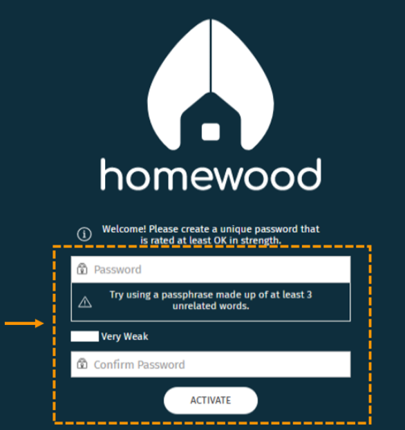 Screenshot of password creation box