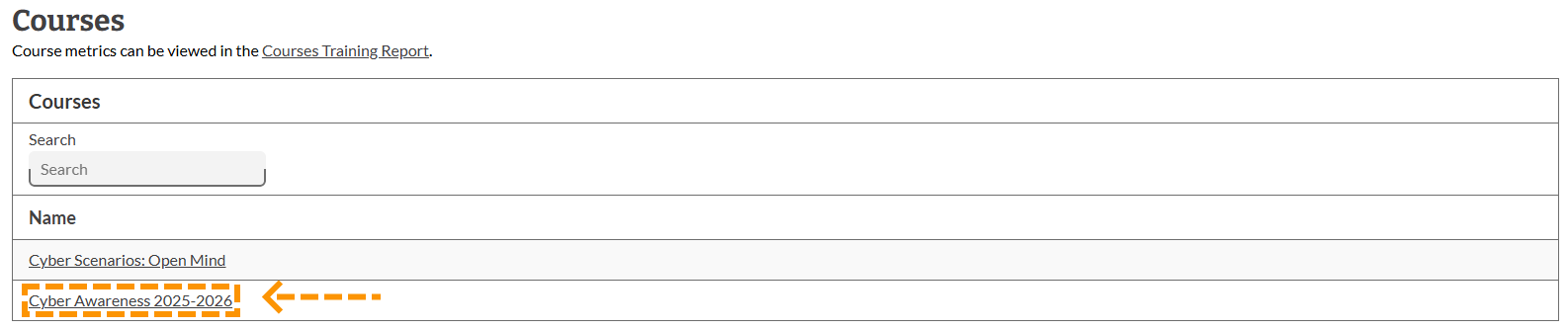 Screenshot of the edit course button