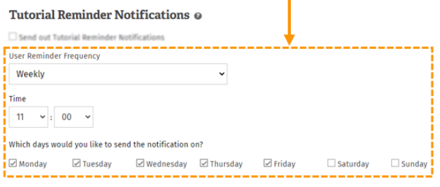 Screenshot of the tutorial reminder notification frequency