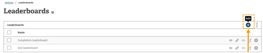 Screenshot of the add leaderboard button