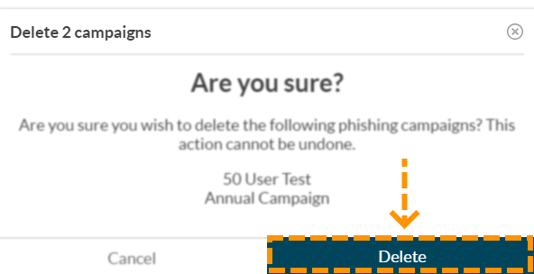 Screenshot of delete button