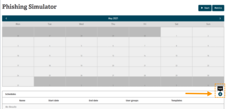 Screenshot of the schedule add button