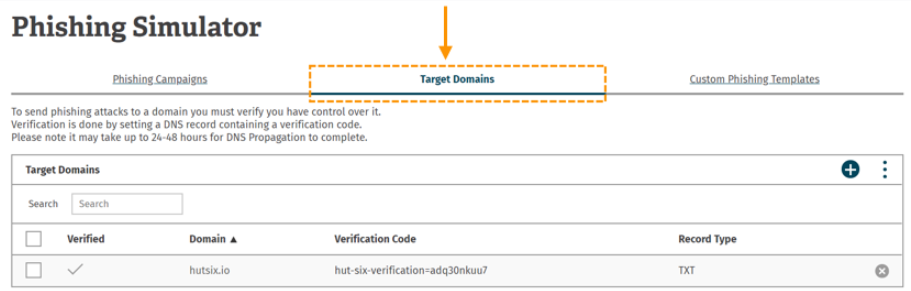 Screenshot of target domain