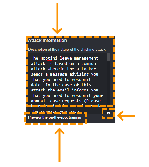 Screenshot to show the attack information box