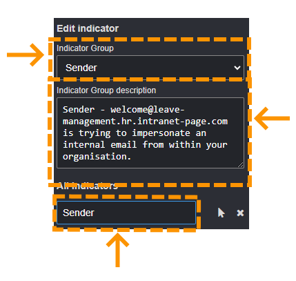 Screenshot to show how to edit an indicator