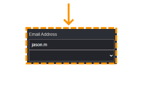 Screenshot of the email address box
