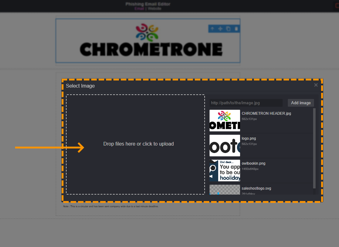 Screenshot to show how to add an image