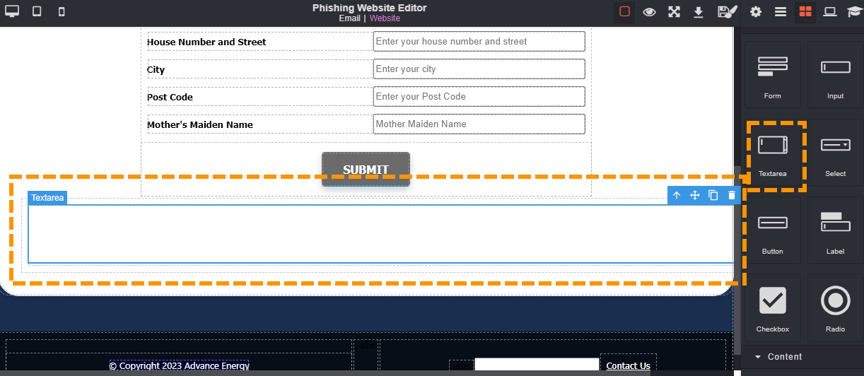 Screenshot to show the textarea box and how it can be used in a website