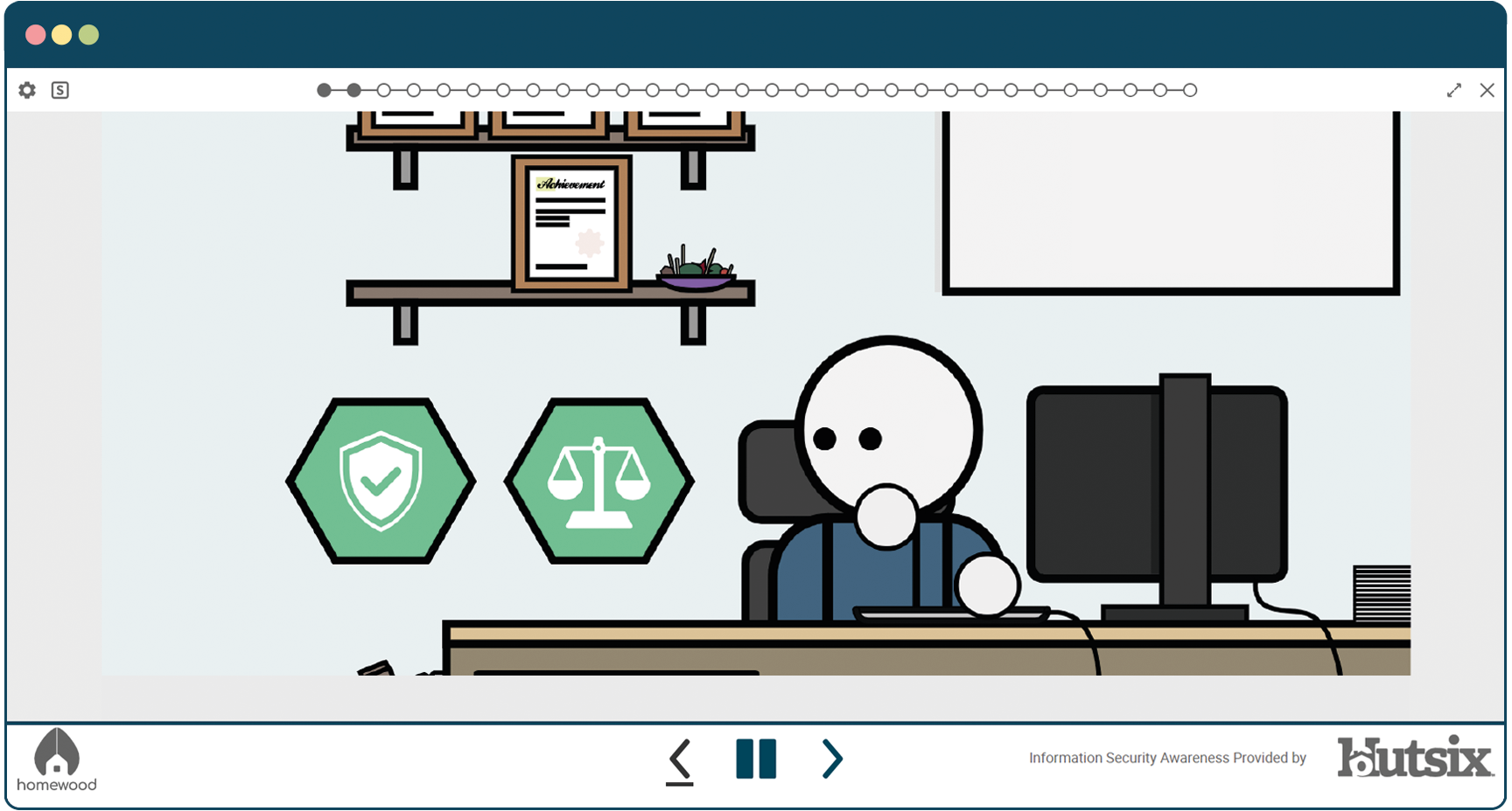 Security awareness course screenshot - physical security protecting your office