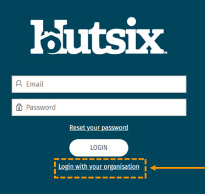 Screenshot of login with your organisation link