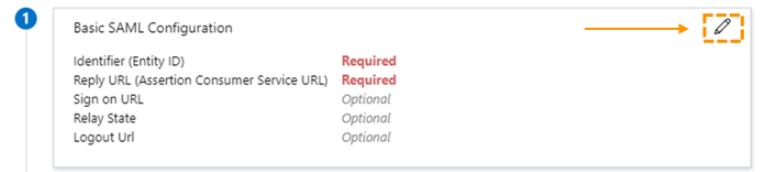 Screenshot of basic SAML configuration